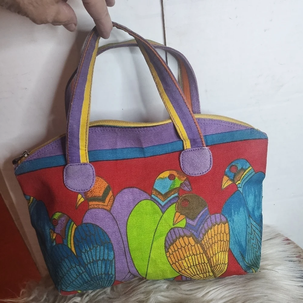 Laurel Burch Colorful  Parrot Print Women's Cosmetic Bag